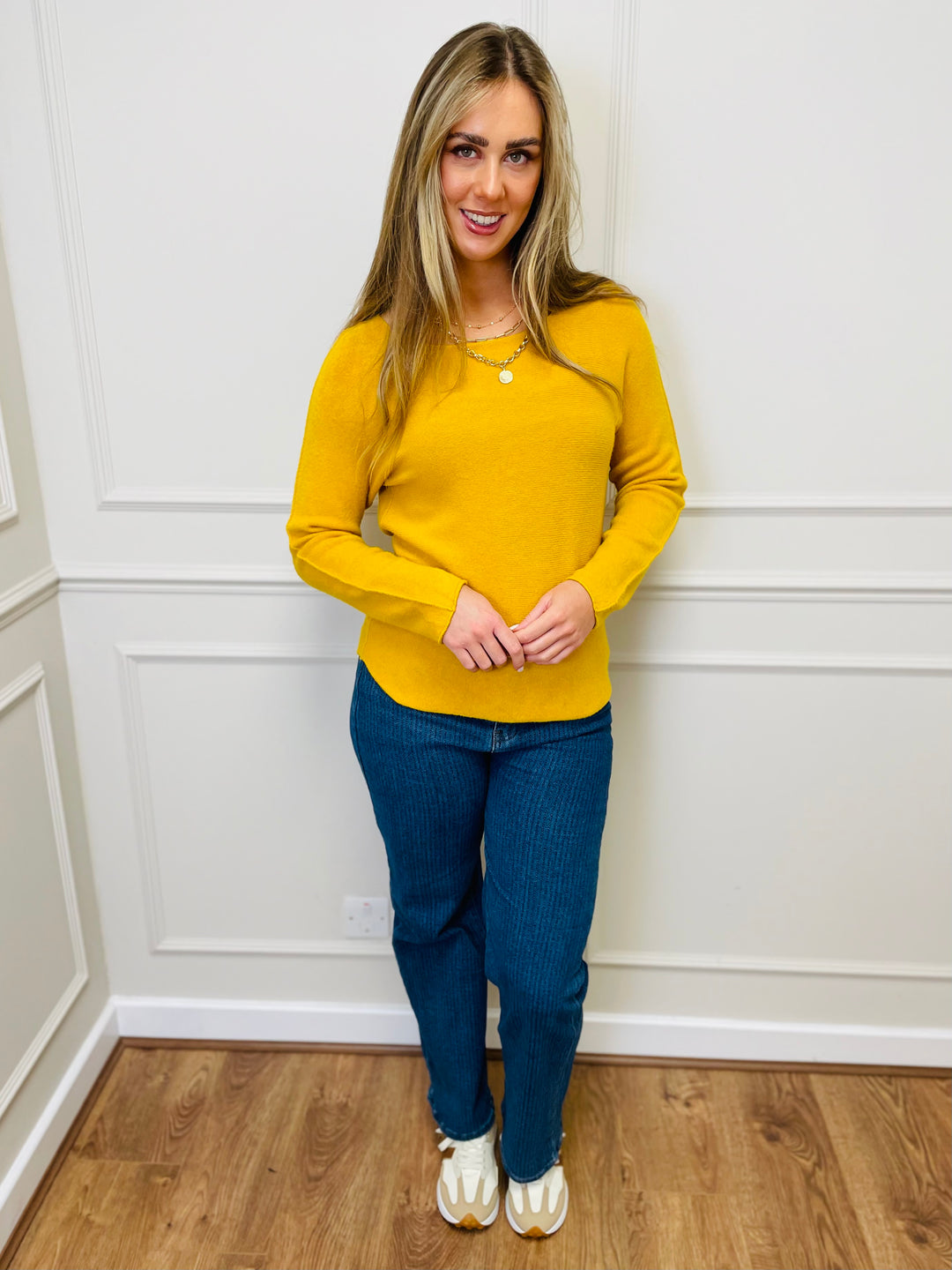 "MAGNOLIA" Fine Knit Jumper-Mustard