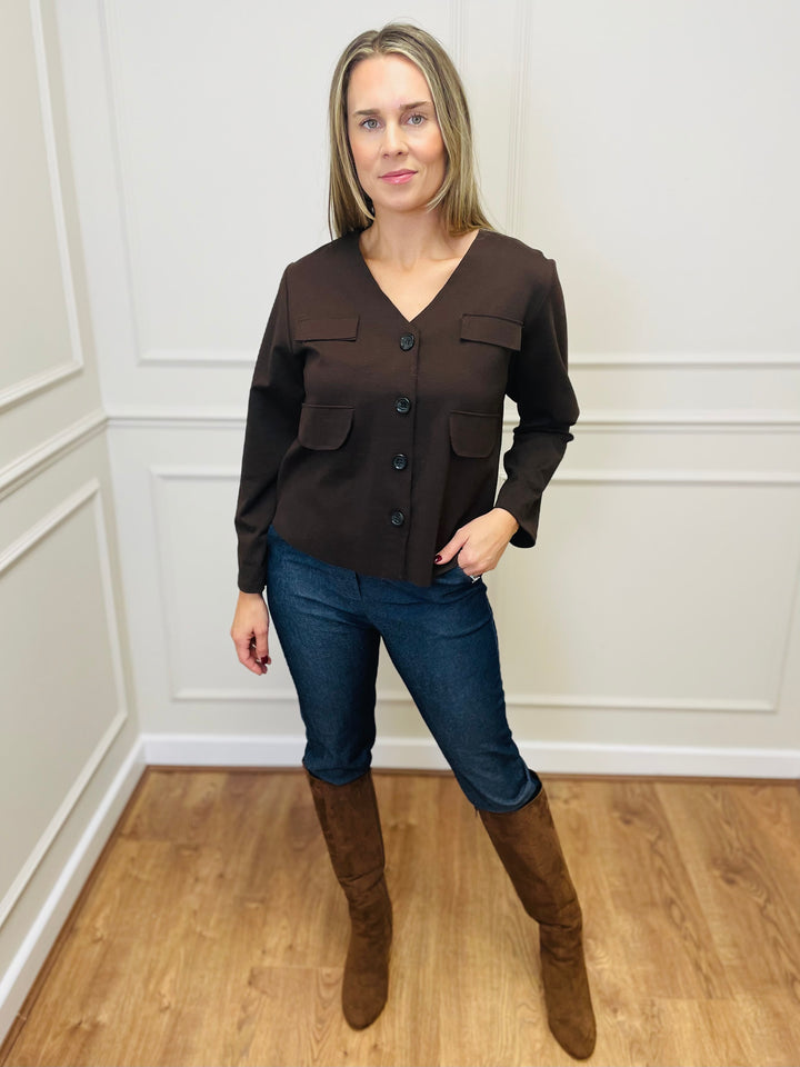 "PHILIPPA" Utility Blouse/Jacket-Brown