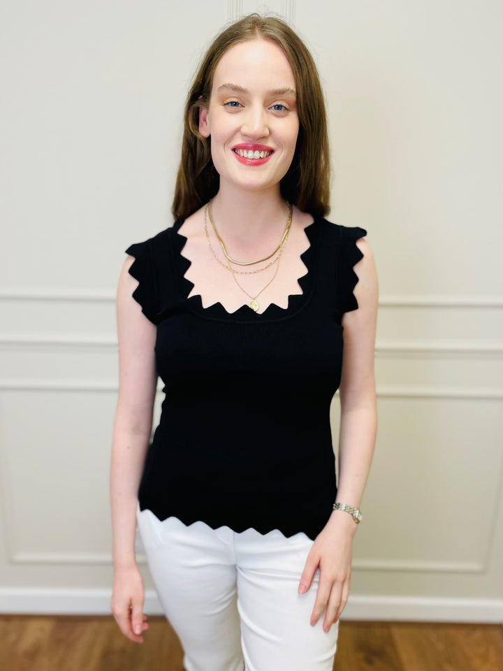 "CARLY" Vest Blouse-Black