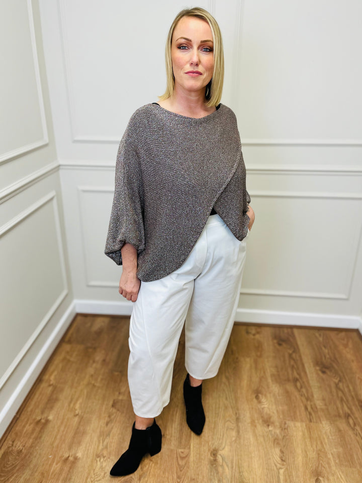 "VIVIAN" Crossover Fine Knit-Mocha