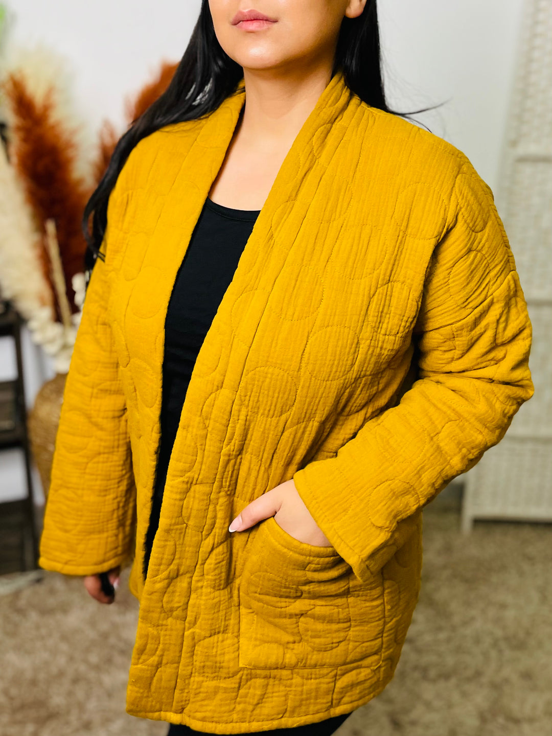 “HAYLEY" Quilted Jacket-Mustard