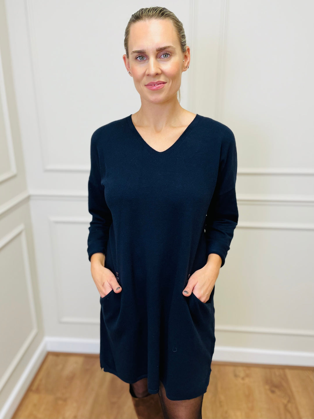 "MILLIE" Fine Knit Tunic-Navy