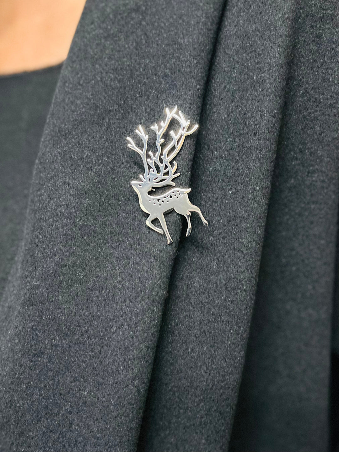 Silver Deer Brooch