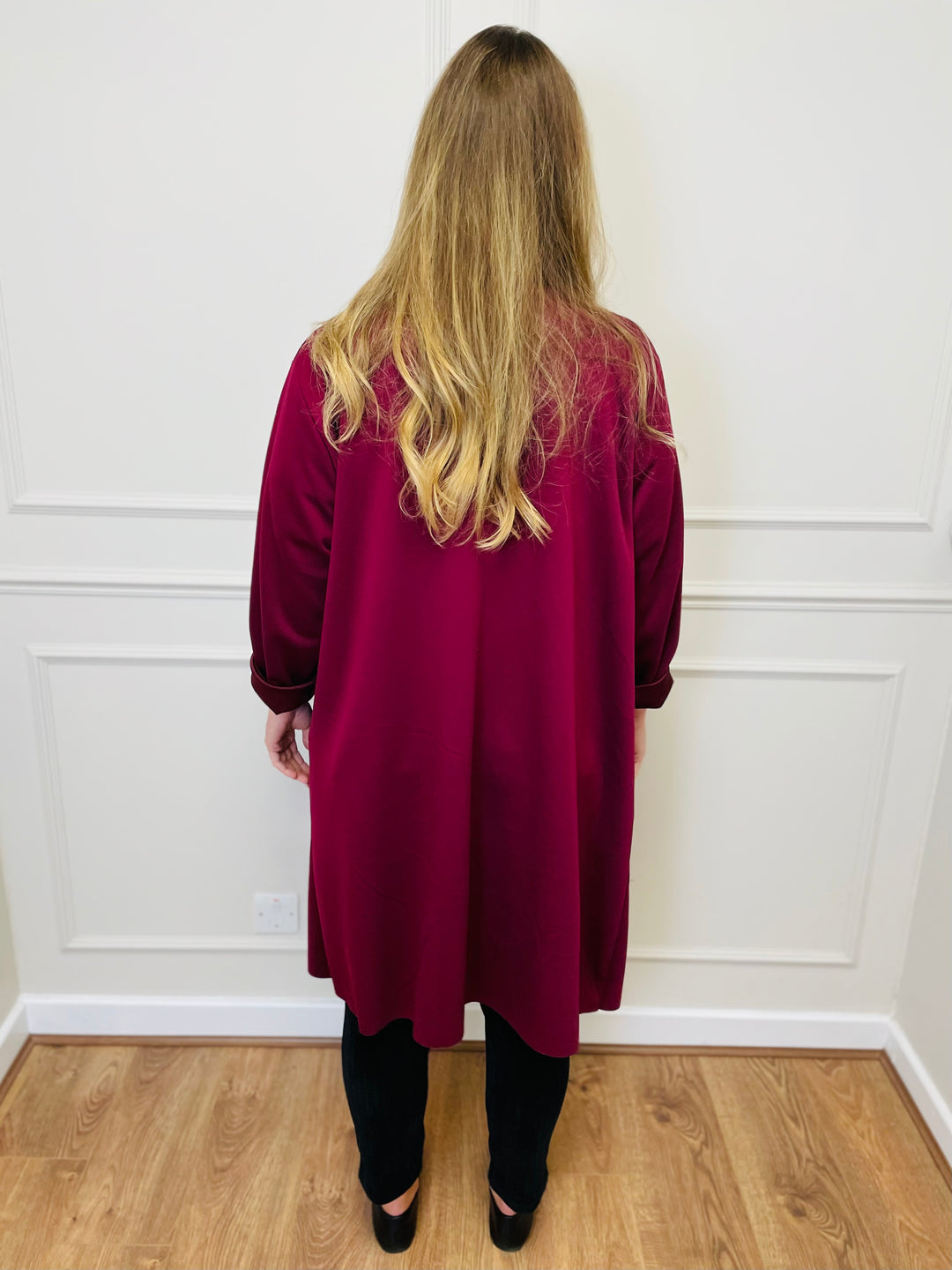 "ELAINE” Waterfall Jacket-Burgundy