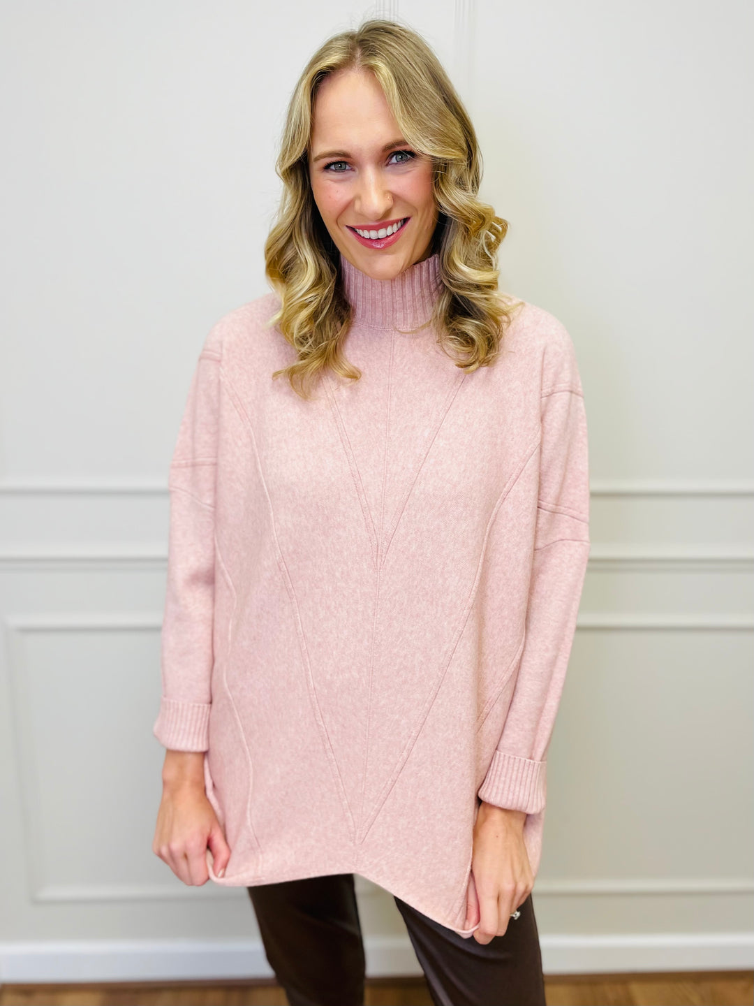 "BLAKE" Polo Neck Jumper-Pink