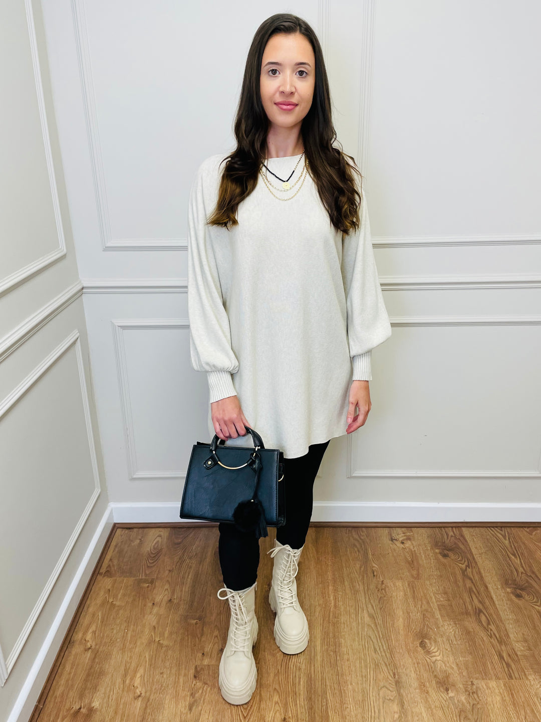 "EVELYN" Button Back Dress-Cream