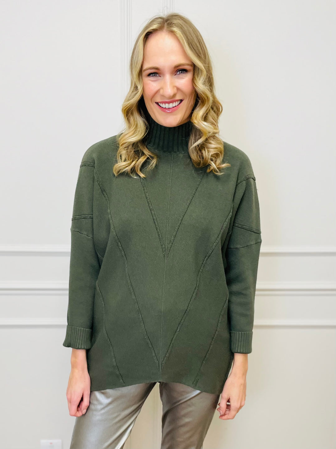 "BLAKE" Polo Neck Jumper-Green