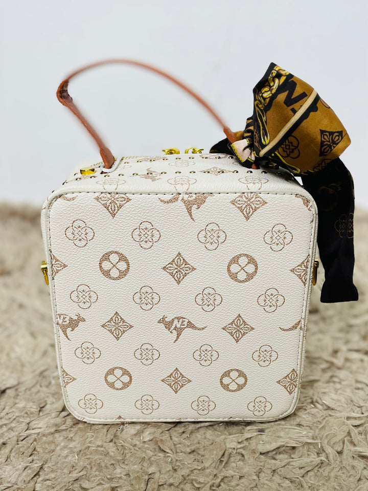 No.30 Designer Inspired Trunk Handbag-Cream