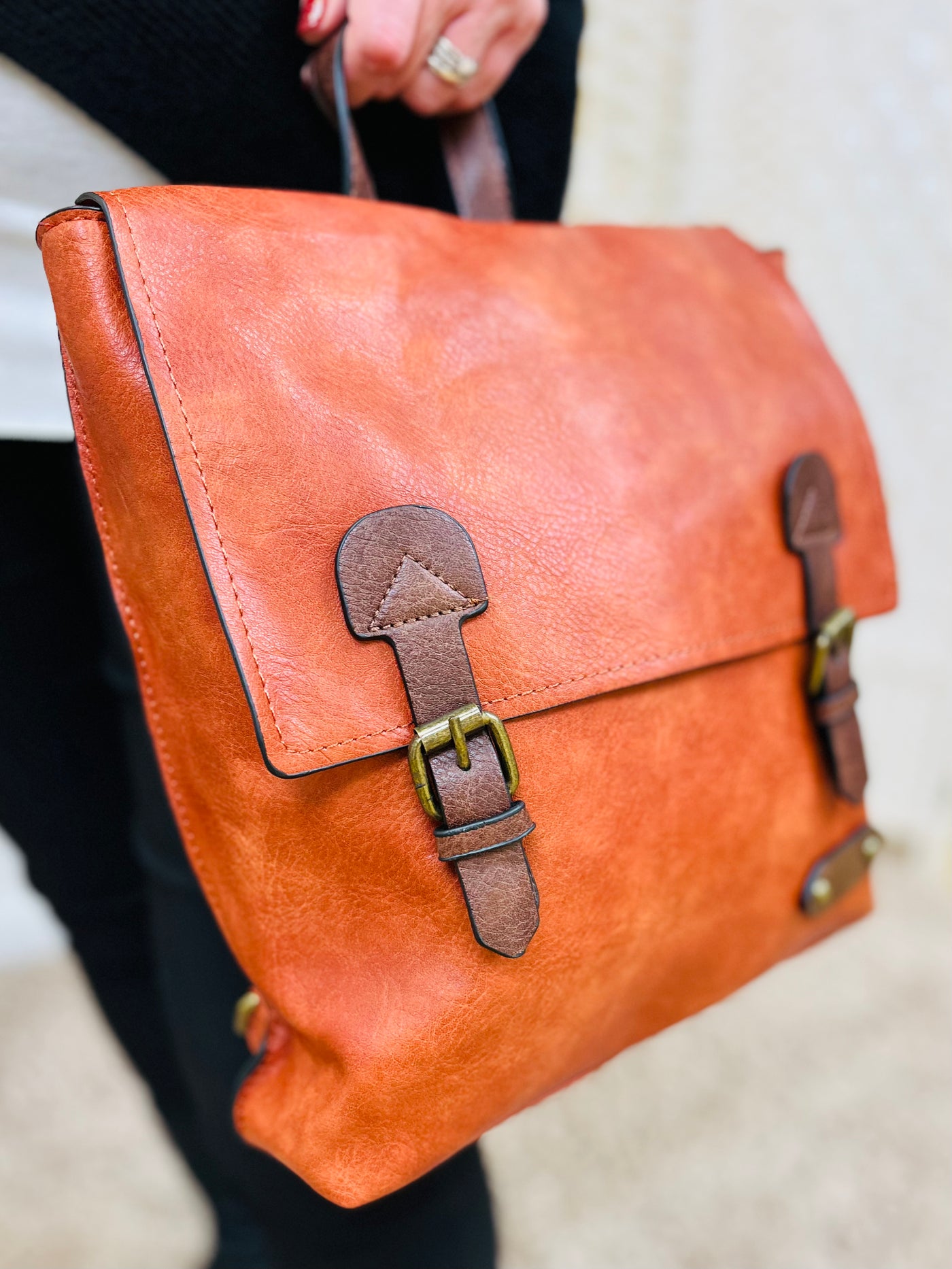 Satchel Backpack-Rust Orange