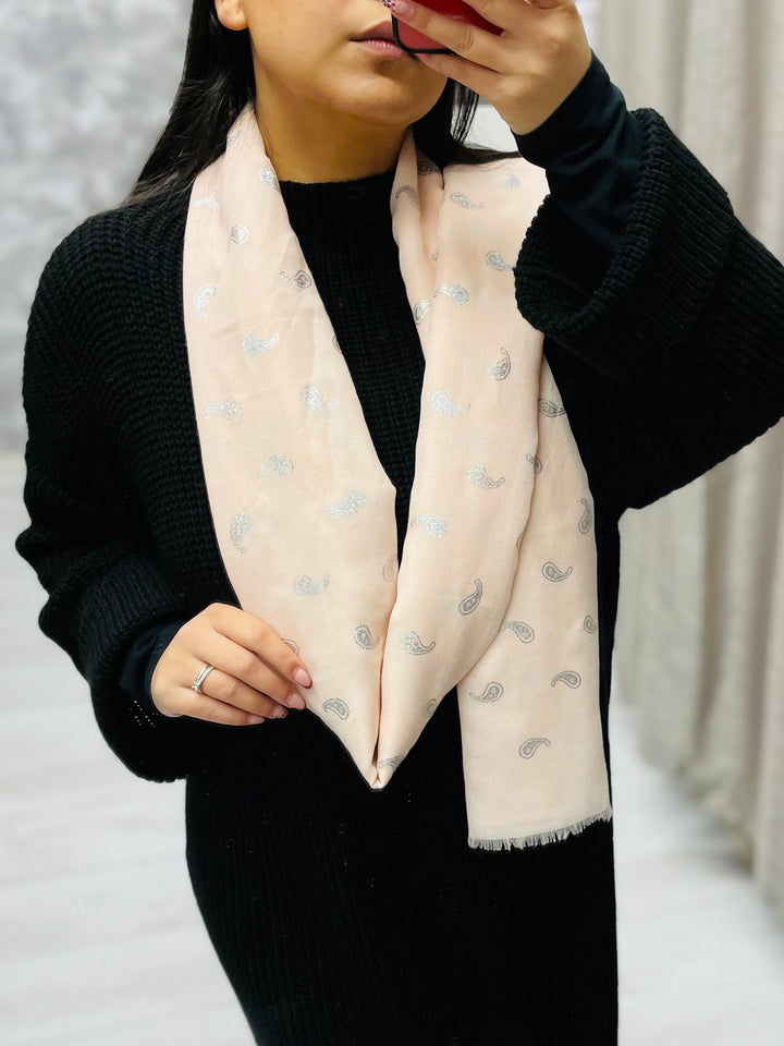 No.86 Artistic Print Scarf-Blush Pink