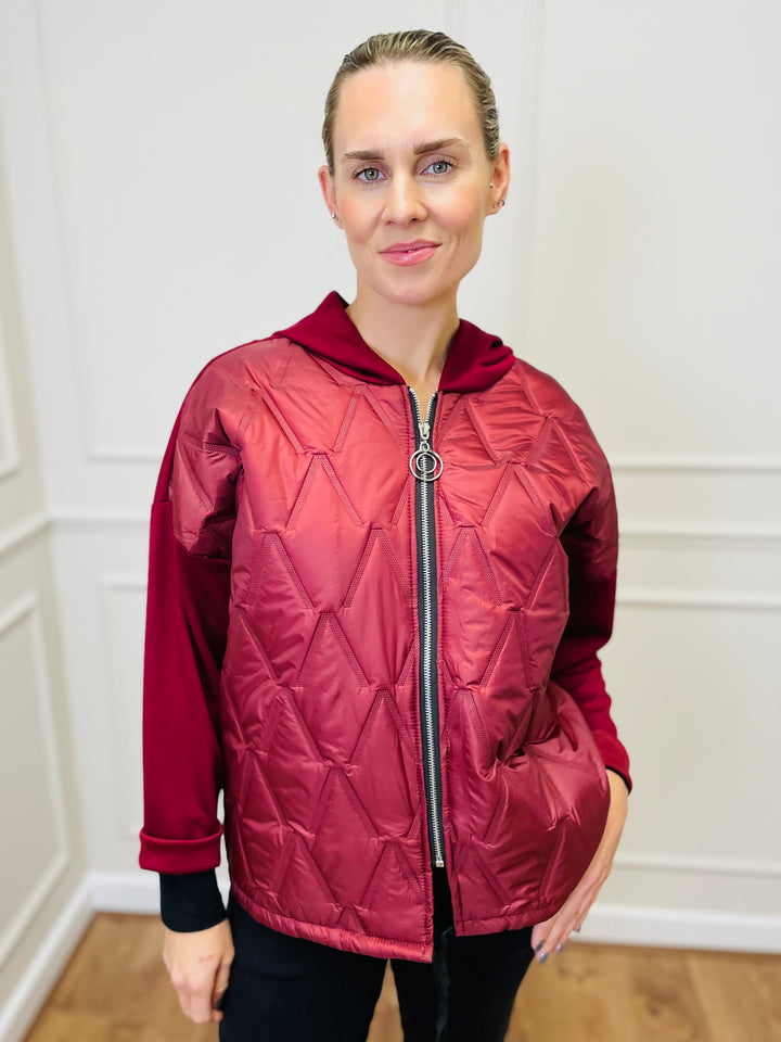 "BONNIE" Quilted Jacket-Burgundy