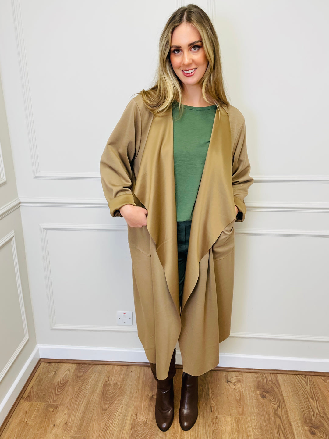 "ELAINE” Waterfall Jacket-Tan