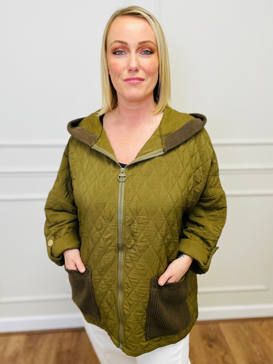 "ADELINA" Quilted Jacket-Olive