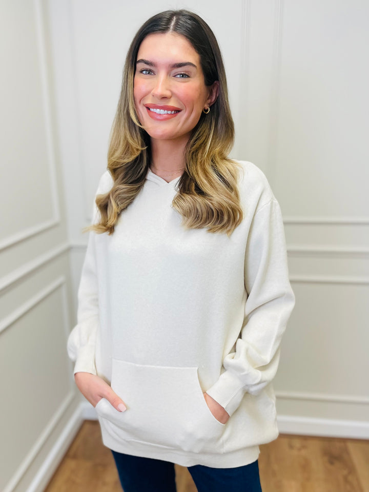 "KYLIE" Knitted Hoodie-Cream