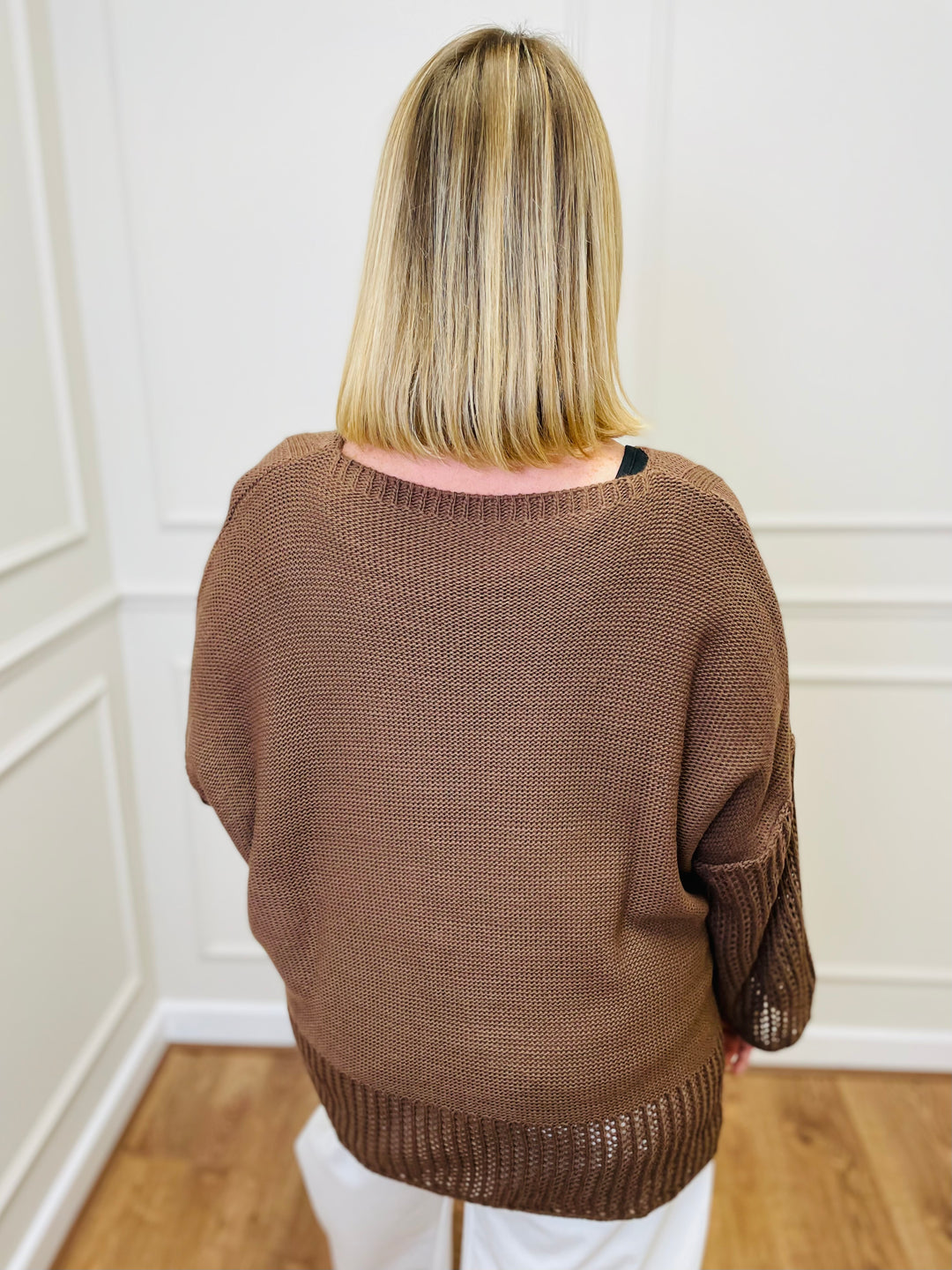 "SALMA" Open Knit Jumper-Tan