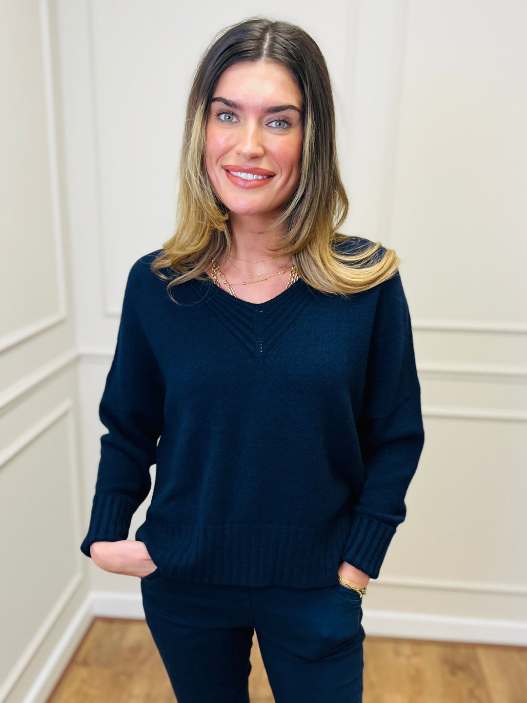 "KIKO" LUXURY Fine Knit Jumper-Navy