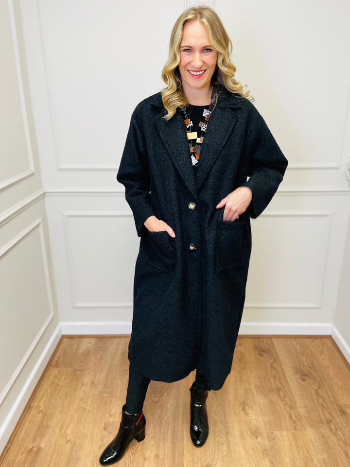 "JOSEPHINE" Longline Coat-Black