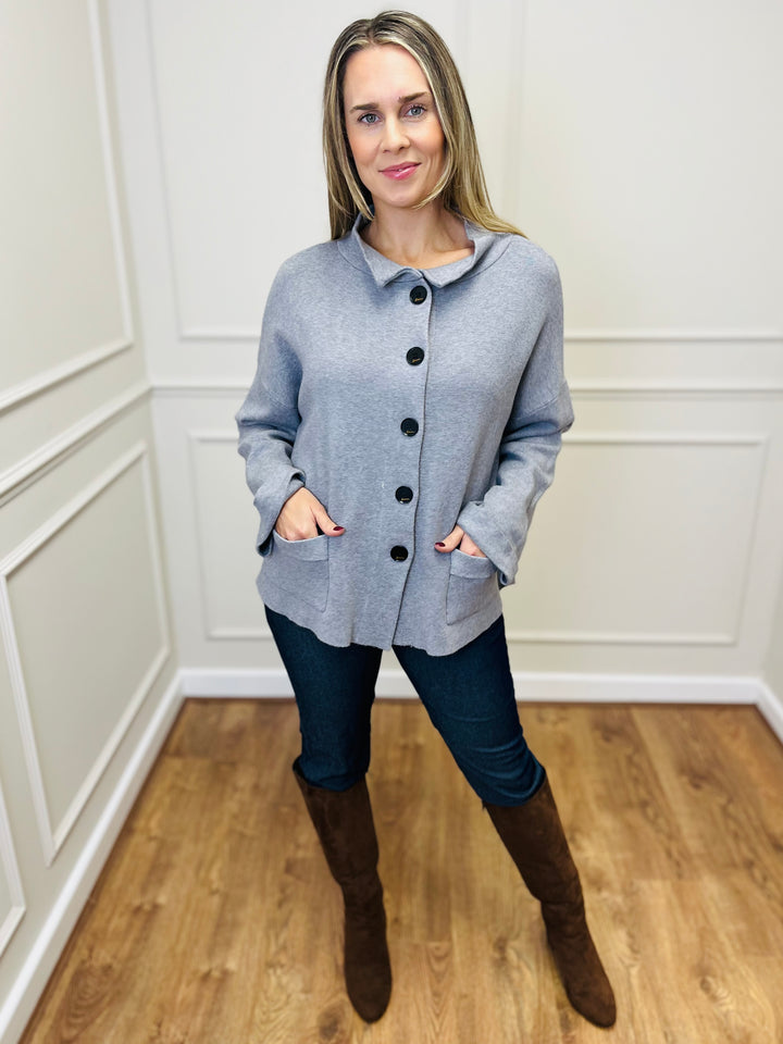 "BETTY" Soft Knit Jacket-Grey