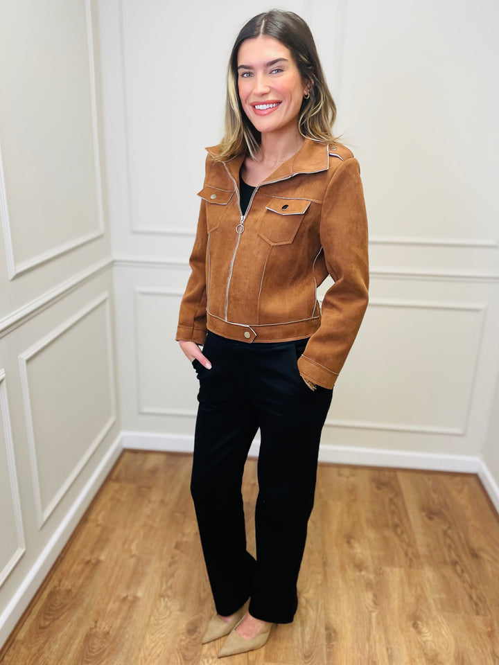 "ESTELLA" Biker Jacket-Tan