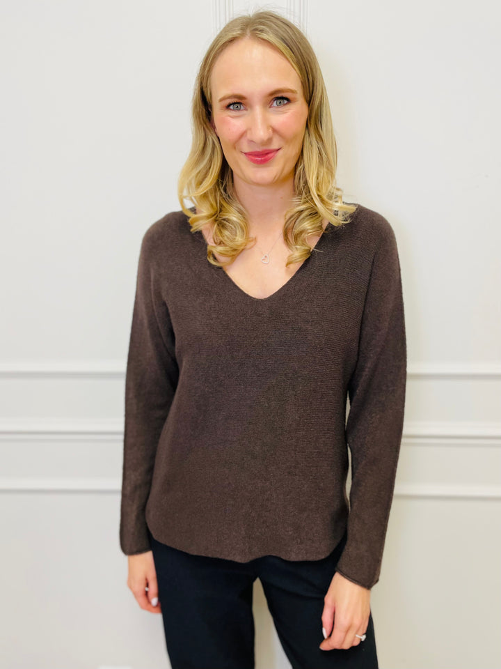 "MAGNOLIA" Fine Knit Jumper-Brown