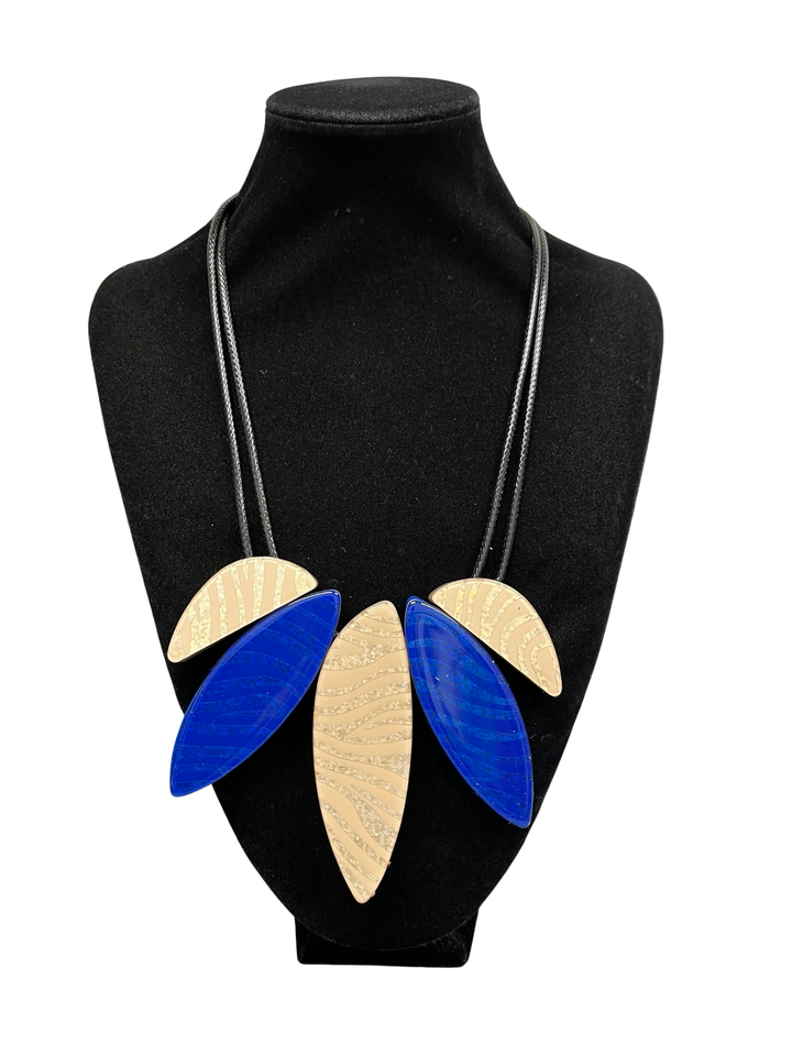 Mocha & Blue Short Statement Necklace