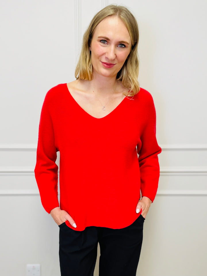 "MAGNOLIA" Fine Knit Jumper-Red