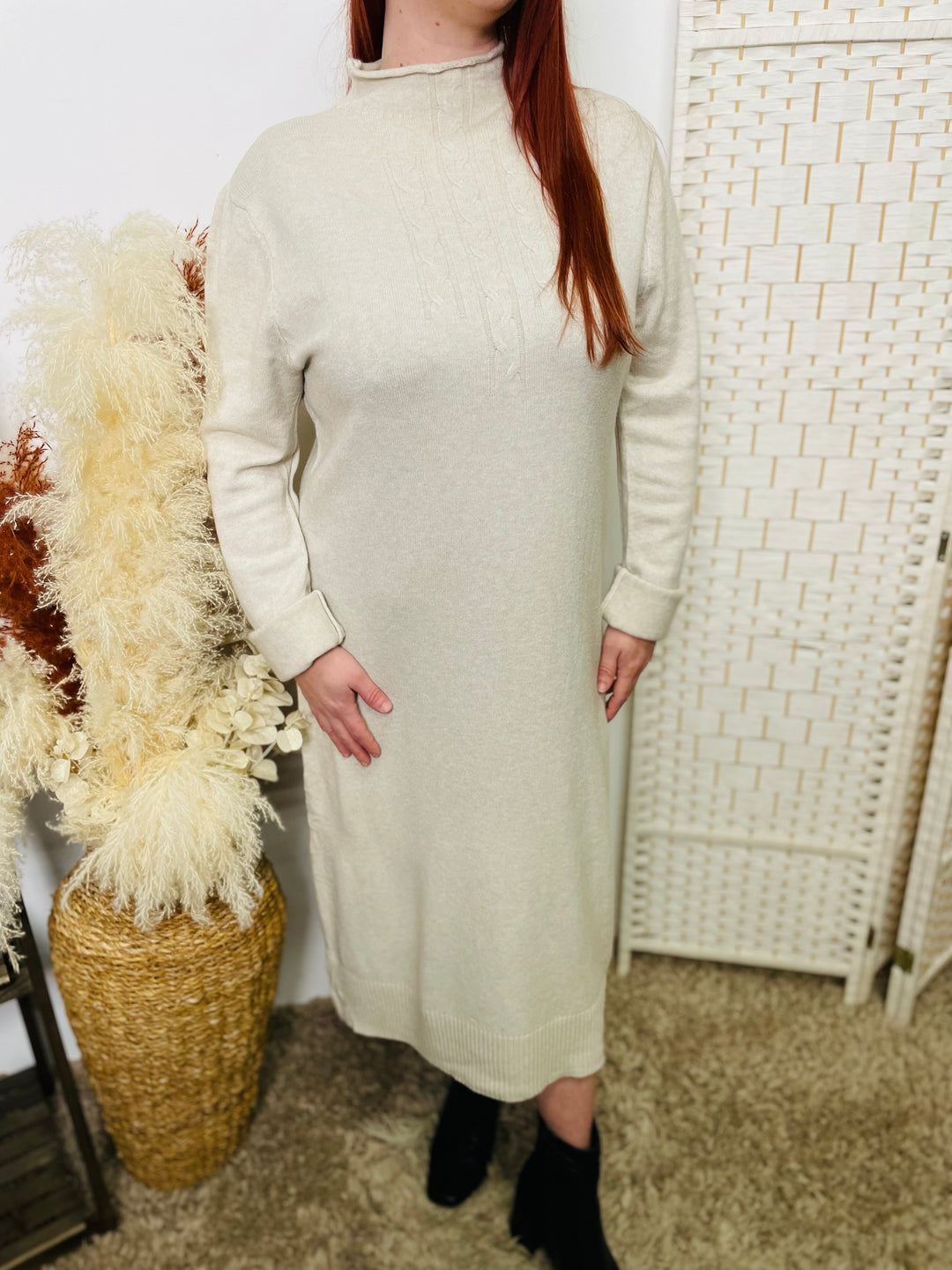 "CHARLOTTE" Maxi Jumper Dress-Cream