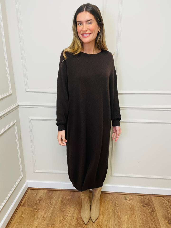 "SANDY" Luxury Jumper Dress-Brown