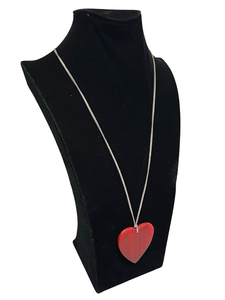 Long Heart Necklace-Red