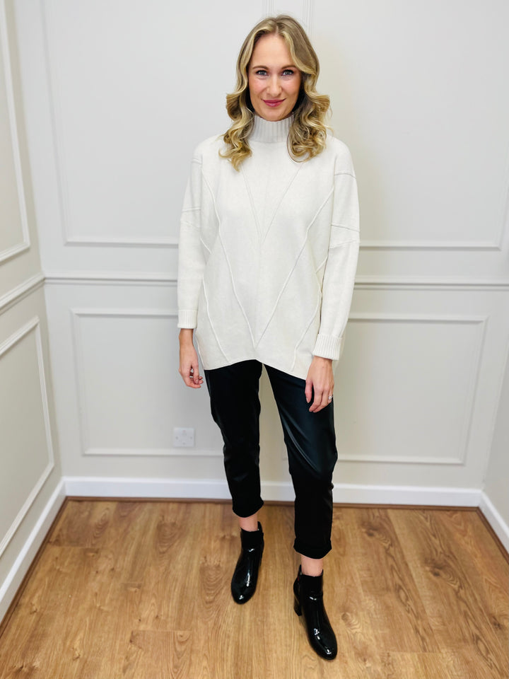 "BLAKE" Polo Neck Jumper-Cream