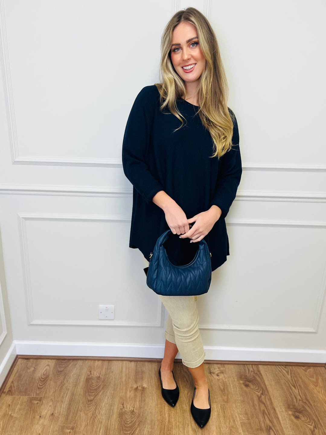 "GEORGIA" Basic Soft Jumper-Navy