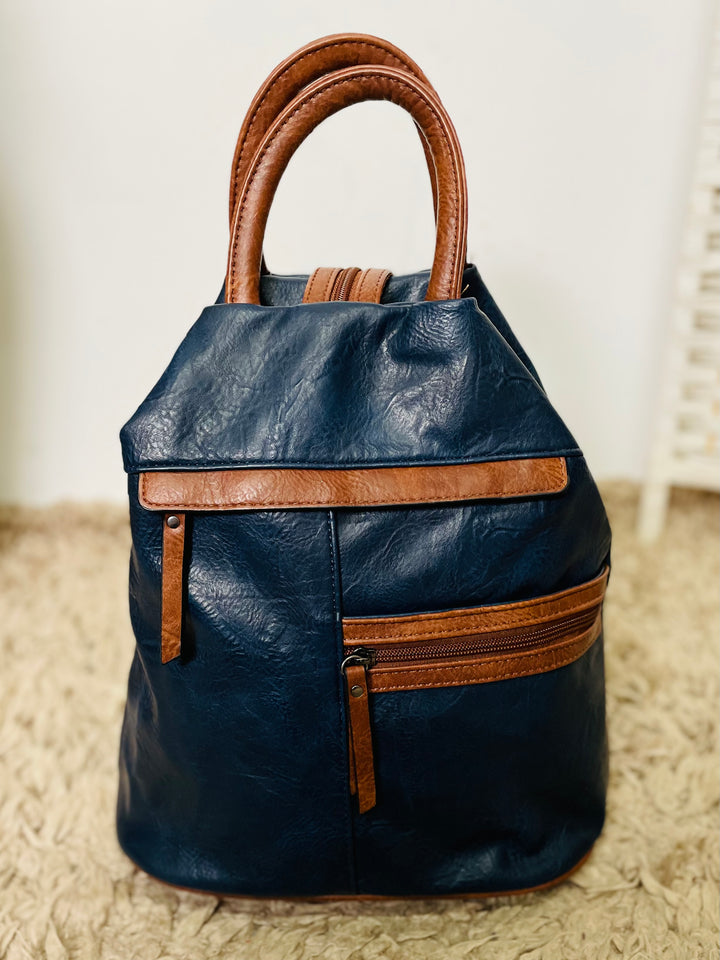 "BERNY" Rucksack-Navy & Tan