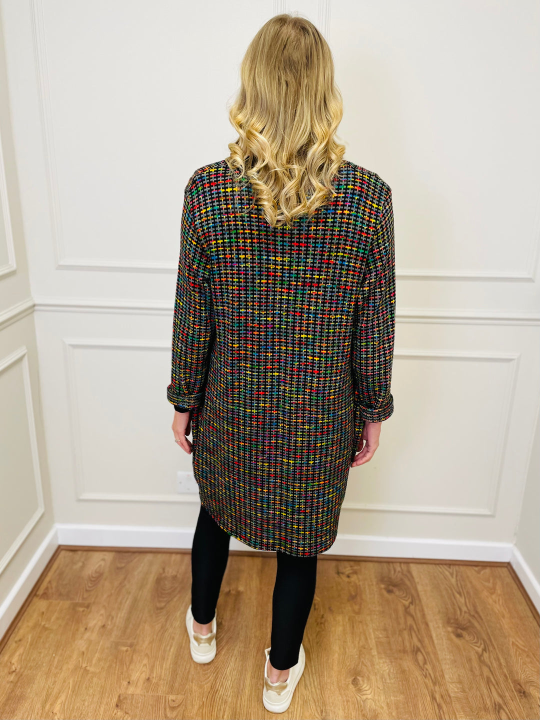 "BIANCA" Houndstooth Print Dress-Grey