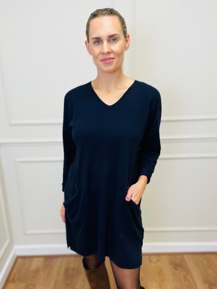 "MILLIE" Fine Knit Tunic-Navy