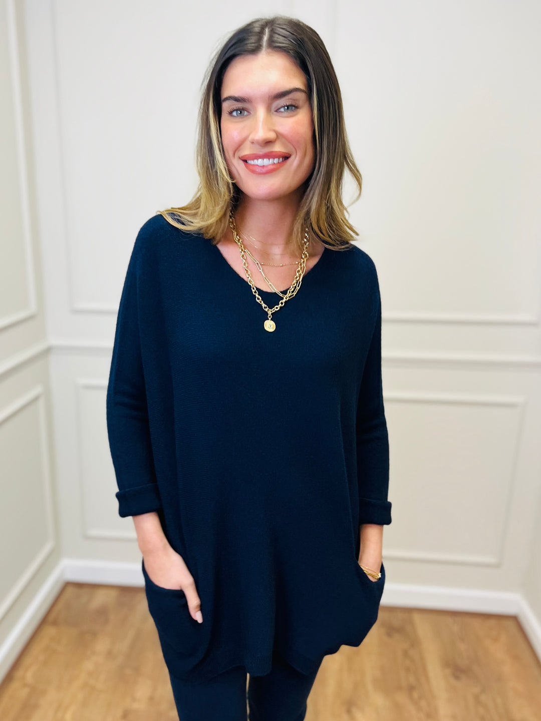 "STELLA" LUXURY Fine Knit Jumper-Navy