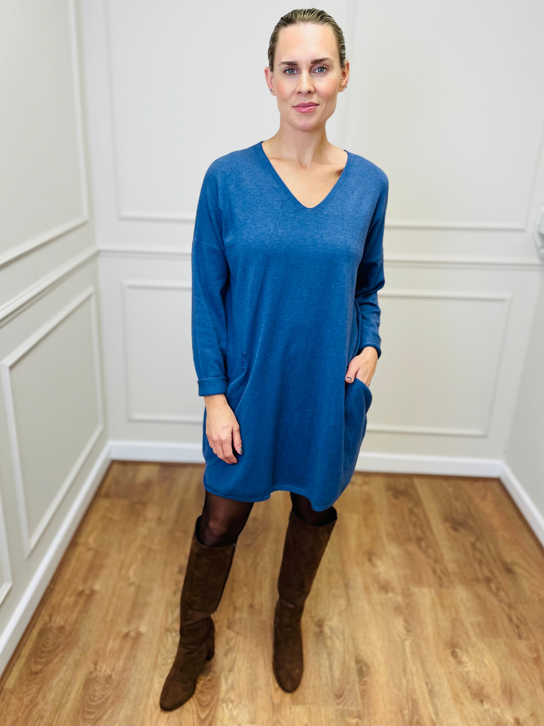 "MILLIE" Fine Knit Tunic-Denim