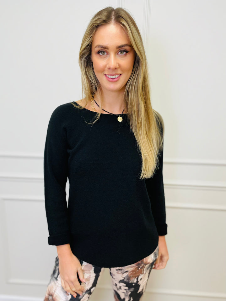 "MAGNOLIA" Fine Knit Jumper-Black