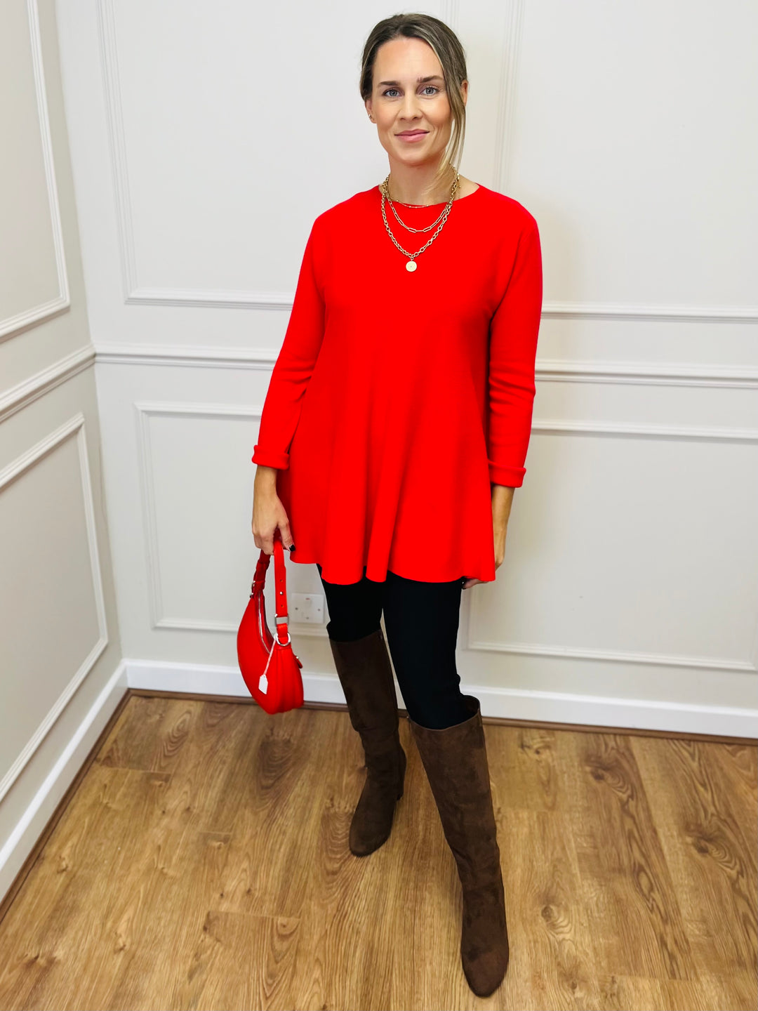 "HARRIET" Basic Soft Jumper-Red