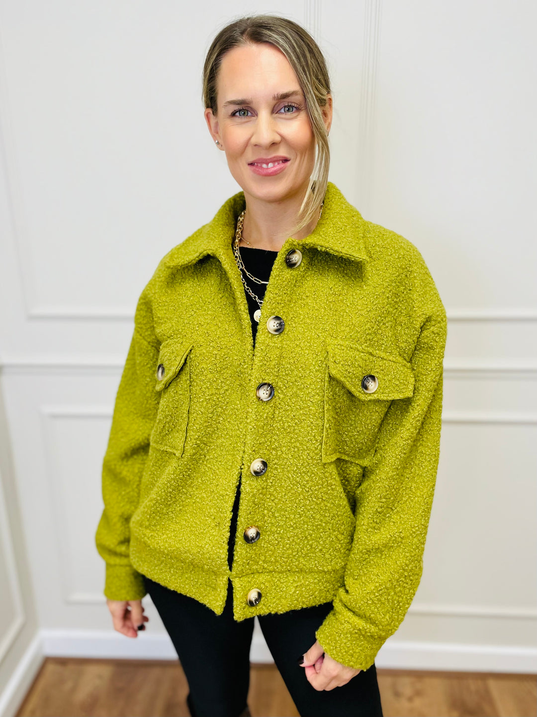 "MARIA" Boucle Jacket-Lime