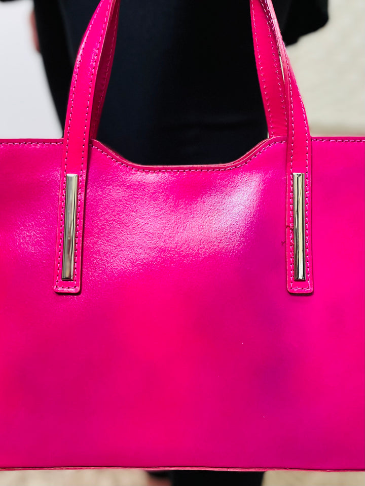 No.12 Leather Handbag-Cerise Pink