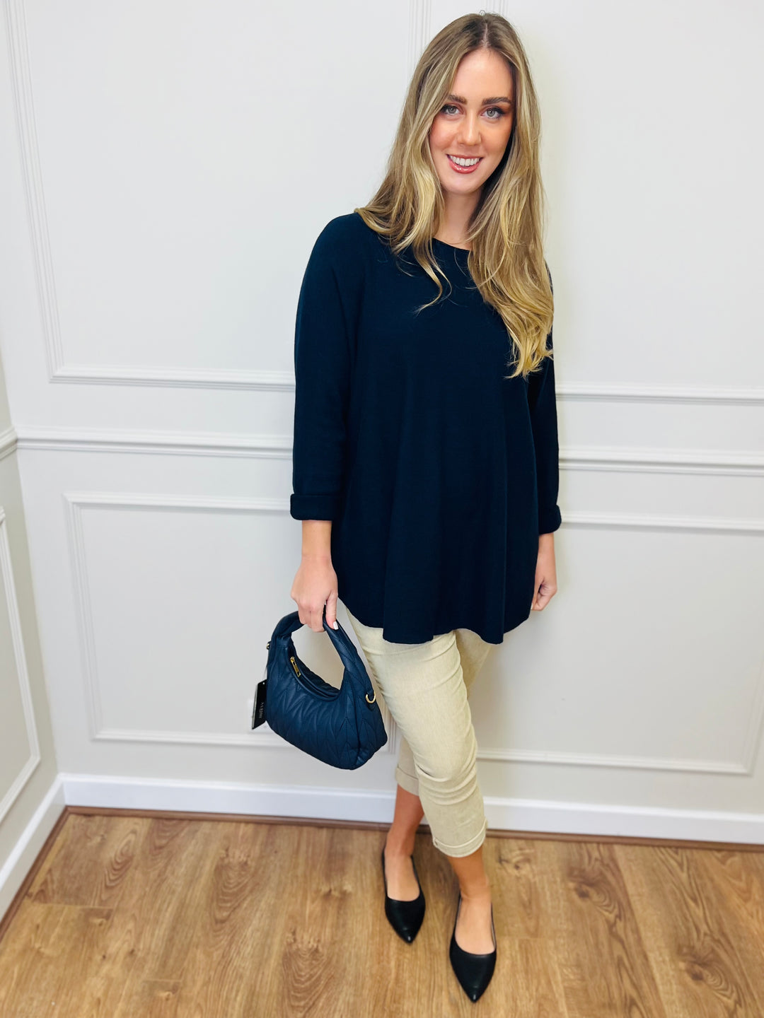 "GEORGIA" Basic Soft Jumper-Navy