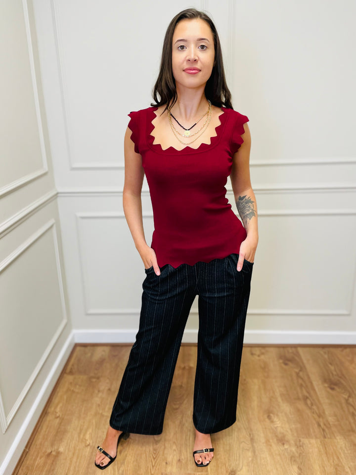 "CARLY" Vest Blouse-Burgundy