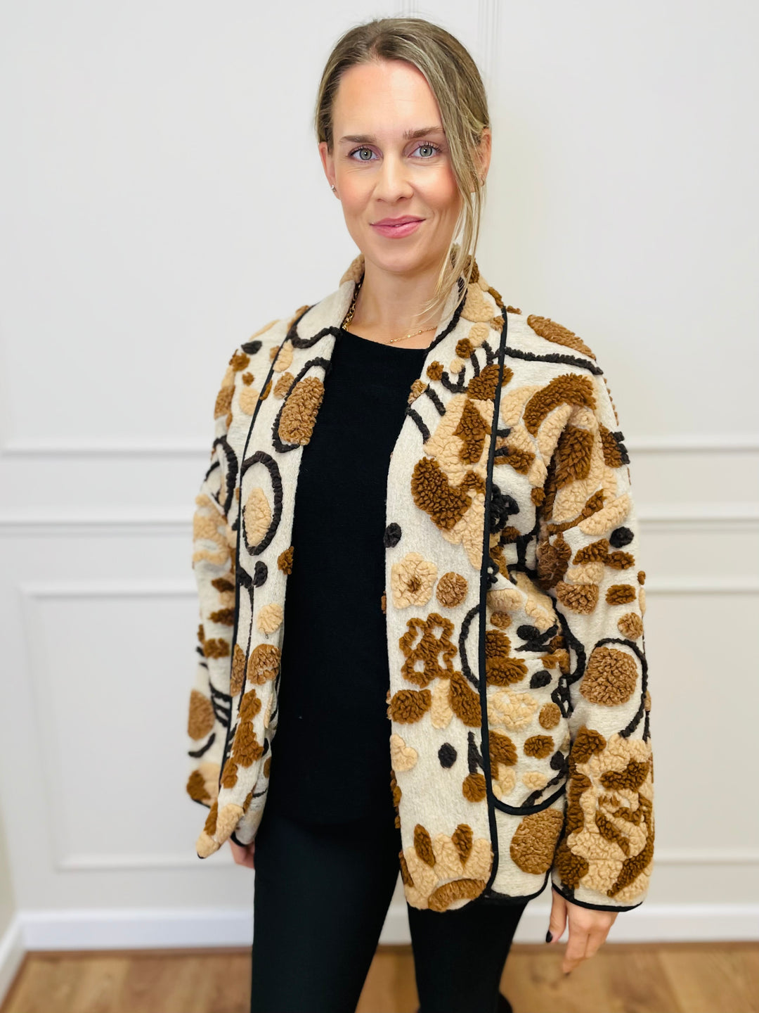 "NANCY" Textured Coat-Neutral