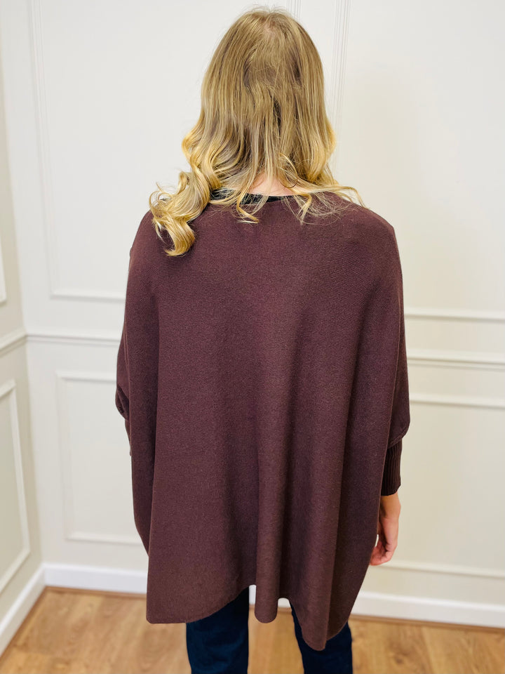 "BETTY" Button Jumper-Brown