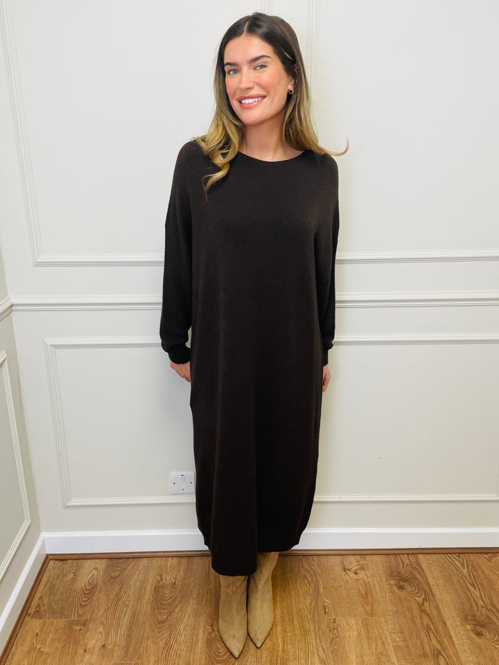 "SANDY" Luxury Jumper Dress-Brown