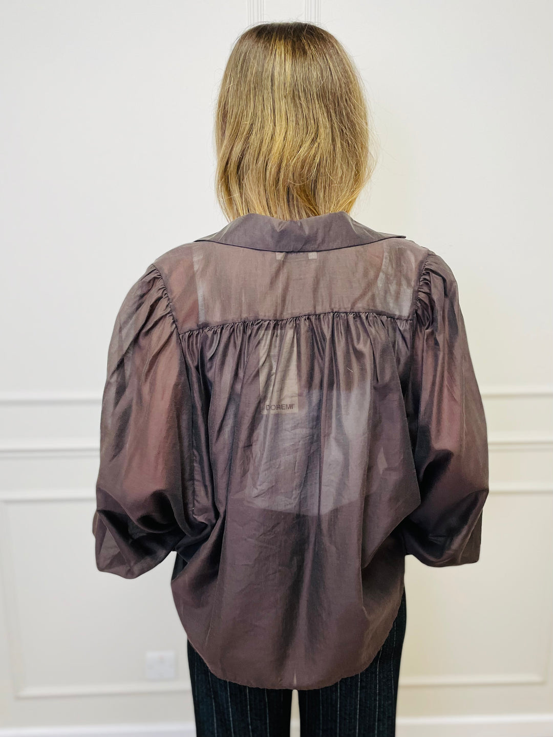 "AMELIA” Sheer Shirt-Brown