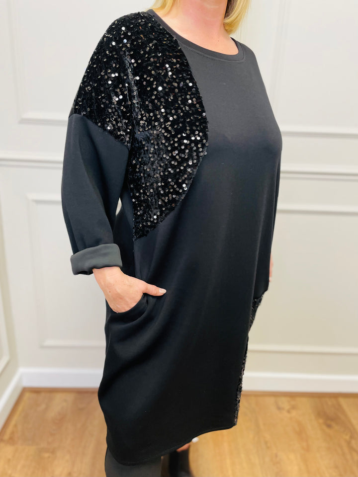 "LUISA" Sparkle Tunic-Black