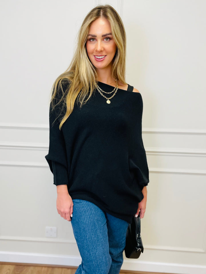 "BELLA" Asymmetric Jumper-Black