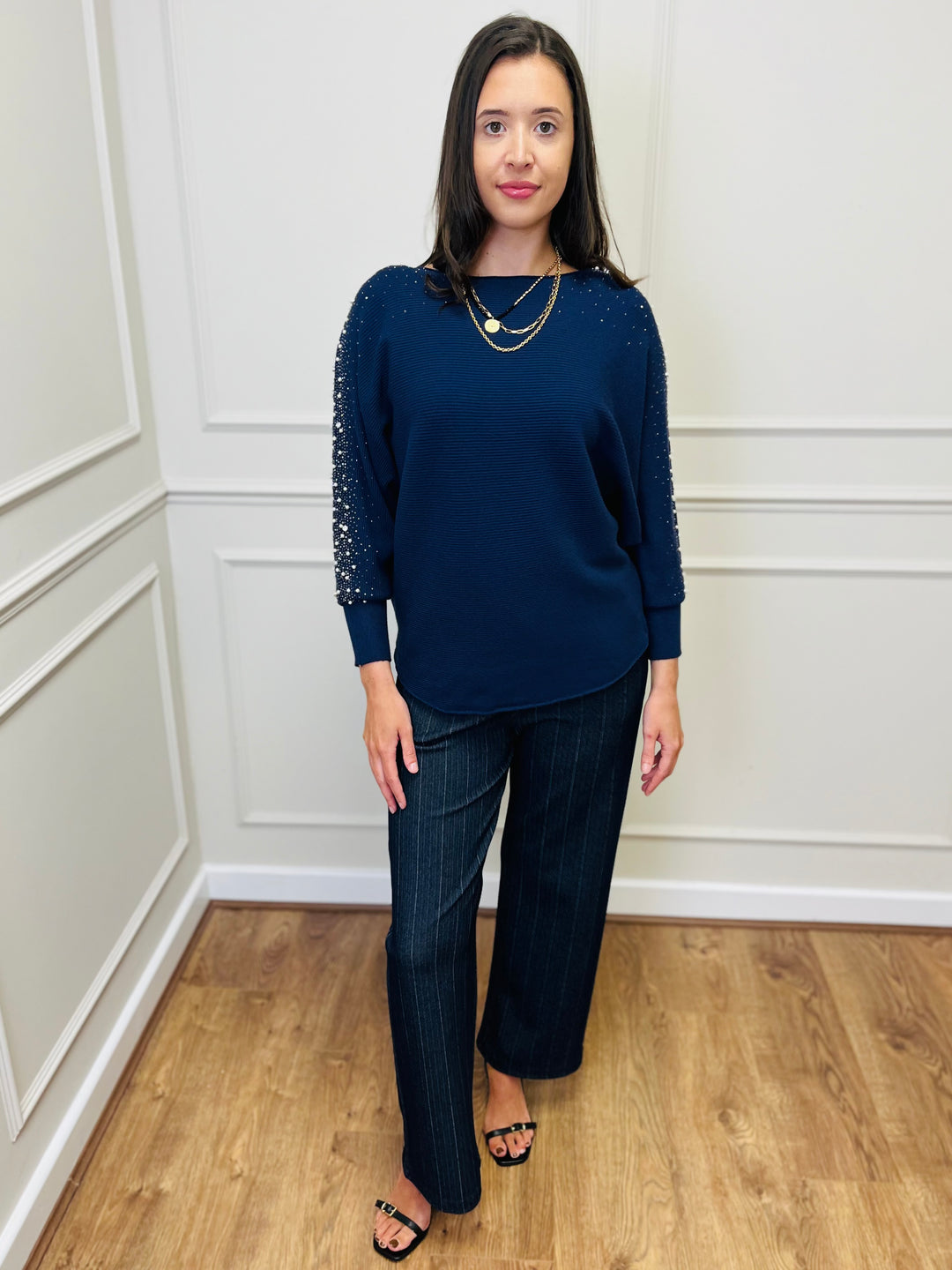"MAYA" Pearl Jumper-Navy