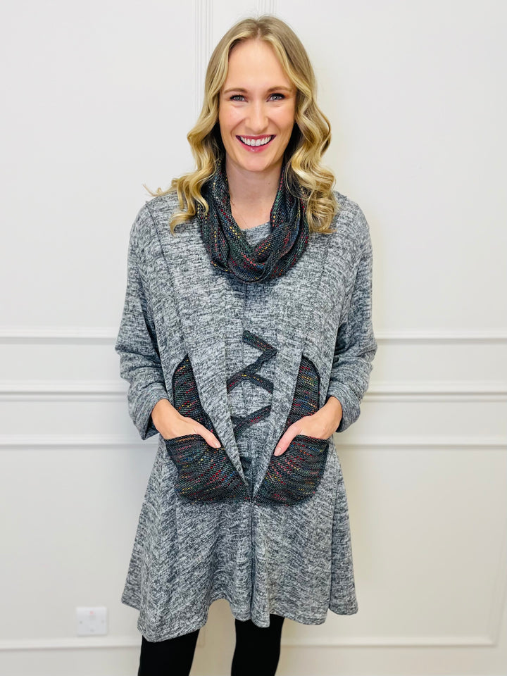 "BIANCA" Tunic With Complimentary Scarf-Silver